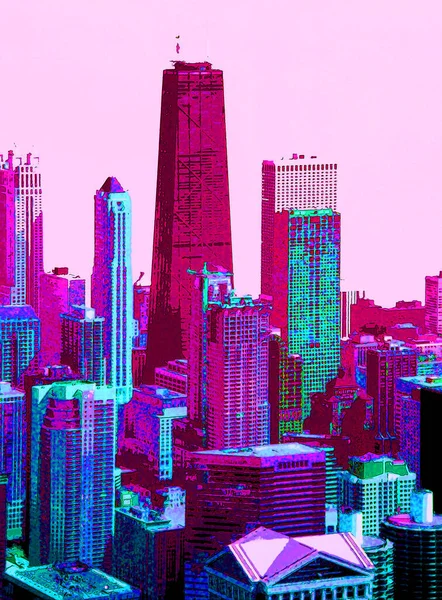 modern city illustration pop-art background with color spots