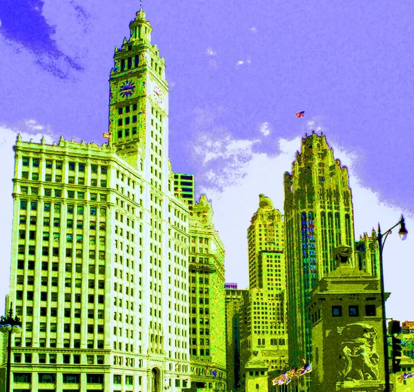 Modern City Illustration Pop Art Background Color Spots — Φωτογραφία Αρχείου