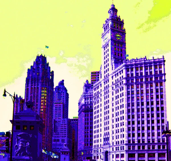 Modern City Illustration Pop Art Background Color Spots — стоковое фото