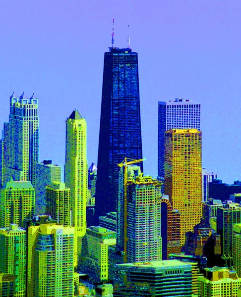 Modern City Illustration Pop Art Background Color Spots — 스톡 사진