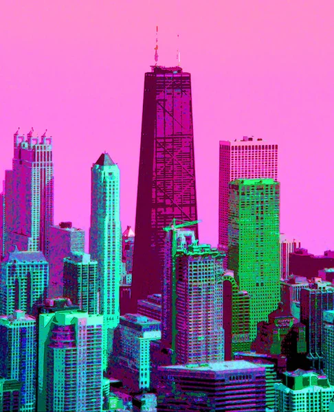 Modern City Illustration Pop Art Background Color Spots — Stock Fotó