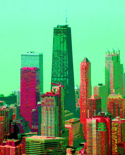 Modern City Illustration Pop Art Background Color Spots — Φωτογραφία Αρχείου