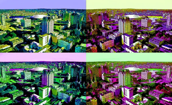 Modern City Illustration Pop Art Background Color Spots — Photo