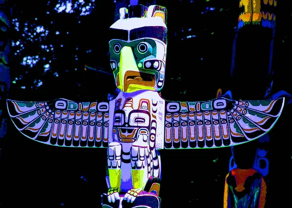 Vancouver Canada Totem Poles Brockton Point Stanley Park One Most — Photo