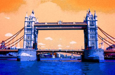 LONDON ENGLAND UNITED KINGDOM 06 02 2012: London Tower Bridge UK sign illustration pop-art background icon with color spots