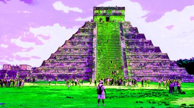 CHICHEN ITZA MEXICO 11 12 2003: Chichen Itza Mexico Maya halkı tarafından yapılmış büyük bir Kolombiya öncesi şehir.