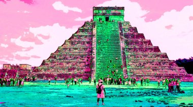 CHICHEN ITZA MEXICO 11 12 2003: Chichen Itza Mexico Maya halkı tarafından yapılmış büyük bir Kolombiya öncesi şehir.