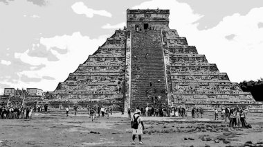 CHICHEN ITZA MEXICO 11 12 2003: Chichen Itza Mexico Maya halkı tarafından yapılmış büyük bir Kolombiya öncesi şehir.