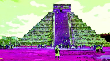 CHICHEN ITZA MEXICO 11 12 2003: Chichen Itza Mexico Maya halkı tarafından yapılmış büyük bir Kolombiya öncesi şehir.