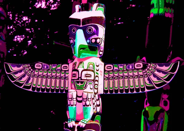 Vancouver Canada Totem Poles Brockton Point Stanley Park One Most — Photo
