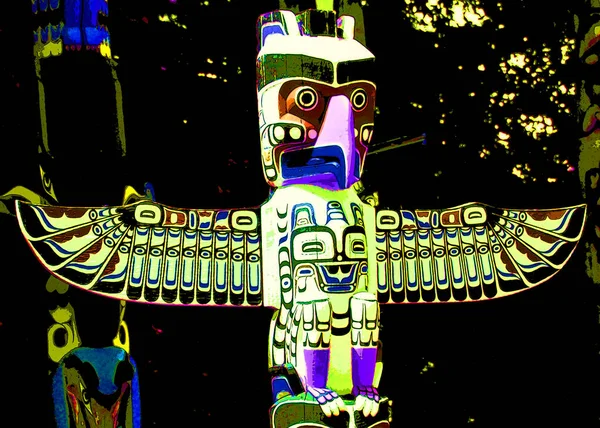 Vancouver Canada Totem Poles Brockton Point Stanley Park One Most — Stockfoto