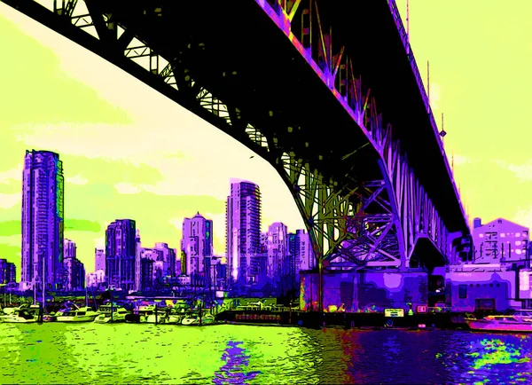 Abstract Colorful Background City Illustration Pop Art Background — Stok fotoğraf