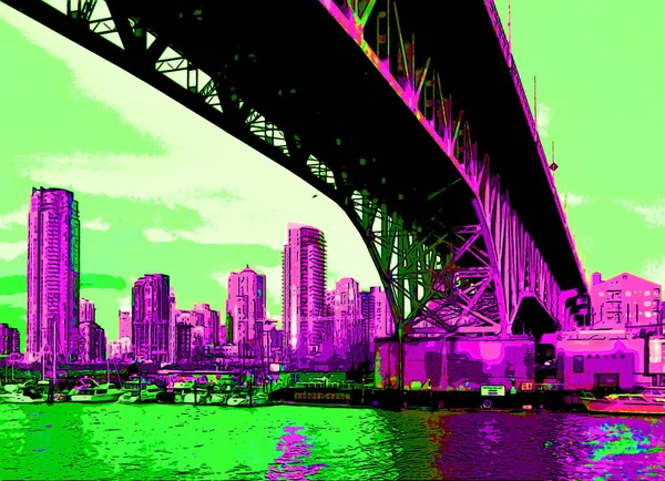 Abstract Colorful Background City Illustration Pop Art Background — Foto de Stock