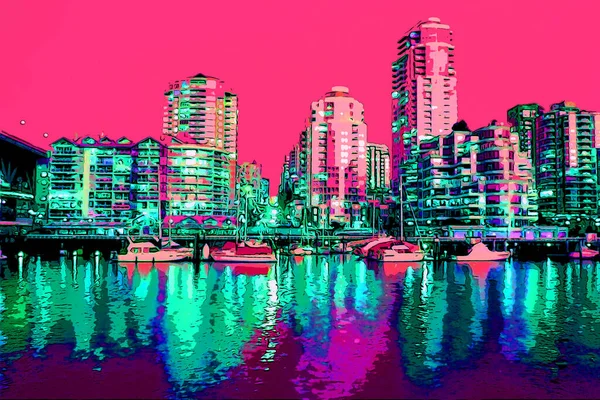 Abstract Colorful Background City Illustration Pop Art Background — Foto de Stock