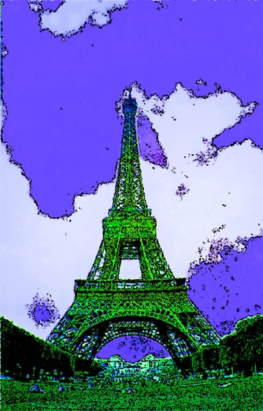 フランス 2013年10月12日 エッフェル塔 エッフェル塔ツアー ポップアートヌーヴォー様式の鉄で作られたエッフェル塔色のスポットとポップアートの背景のアイコン — ストック写真