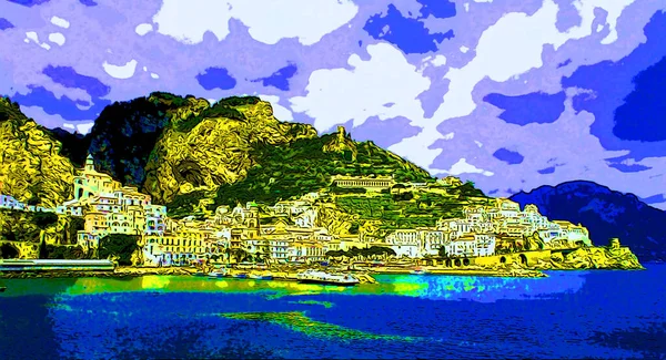 Amalfi Coast Italy 2003 Amalfikusten Kuststräcka Södra Italien Med Utsikt — Stockfoto