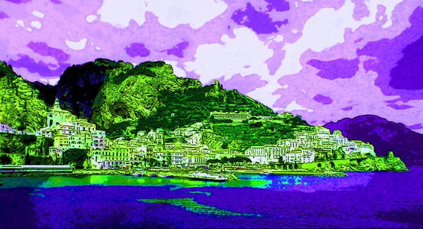 Amalfi Coast Italy 2003 Amalfikusten Kuststräcka Södra Italien Med Utsikt — Stockfoto
