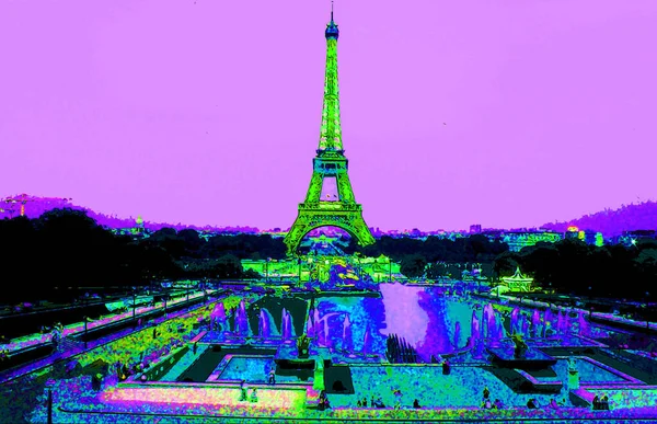 Paris France 2003 Eiffel Tower Tour Eiffel Pop Art Eiffel — Stockfoto