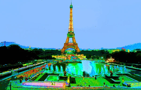 Paris France 2003 Eiffel Tower Tour Eiffel Pop Art Eiffel — стоковое фото