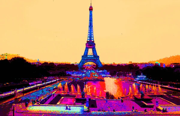 Paris France 2003 Eiffel Tower Tour Eiffel Pop Art Eiffel — Stock Photo, Image