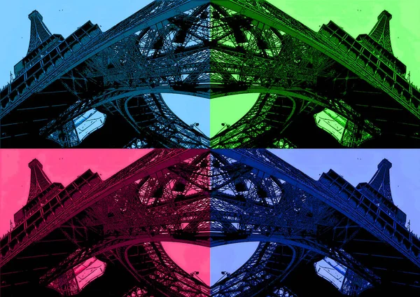 Paris France 2003 Eiffel Tower Tour Eiffel Pop Art Eiffel — Stock Photo, Image