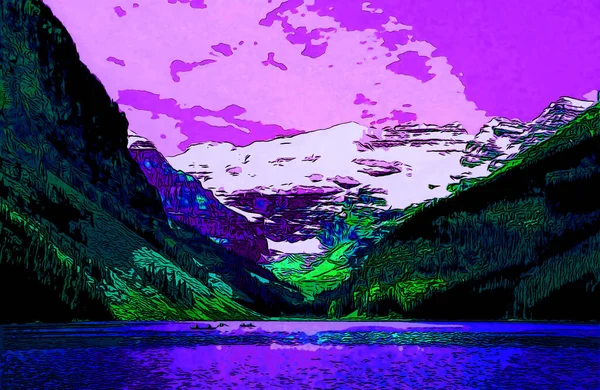 Rocky Mountains Landskap Tecken Illustration Pop Art Bakgrund Ikon Med — Stockfoto