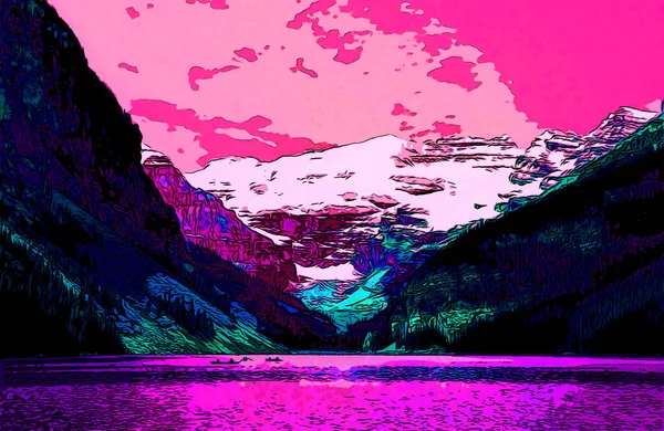 Rocky Mountains Landskap Tecken Illustration Pop Art Bakgrund Ikon Med — Stockfoto