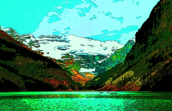 Rocky Βουνά Τοπίο Σημάδι Εικονογράφηση Pop Art Φόντο Εικονίδιο Κηλίδες — Φωτογραφία Αρχείου