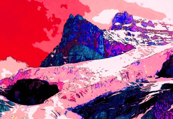 Montagnes Rocheuses Signe Paysage Illustration Pop Art Icône Fond Avec — Photo