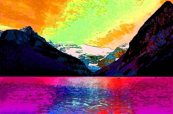 Montagnes Rocheuses Signe Paysage Illustration Pop Art Icône Fond Avec — Photo