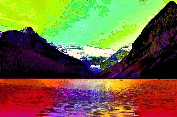 Rocky Βουνά Τοπίο Σημάδι Εικονογράφηση Pop Art Φόντο Εικονίδιο Κηλίδες — Φωτογραφία Αρχείου