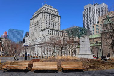 modern buildings on street of Montreal, Canada