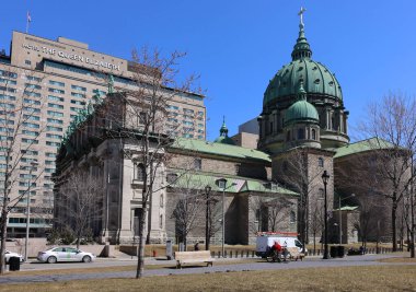 modern buildings on street of Montreal, Canada