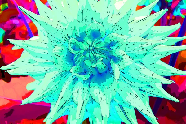 Dahlia Flower Sign Illustration Pop Art Background Icon Color Spots — Photo