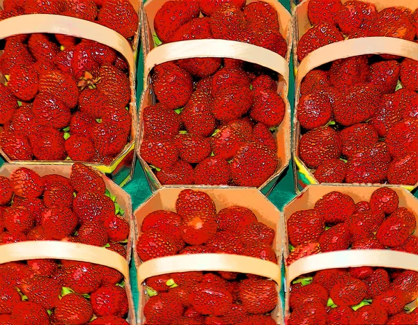 Strawberries Sign Illustration Pop Art Background Icon Color Spots — Fotografia de Stock