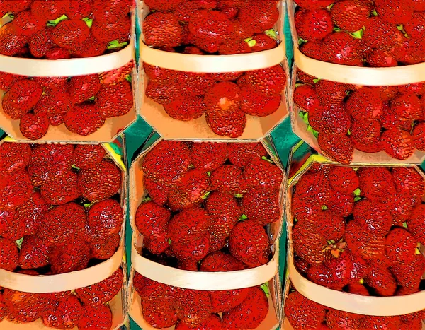 Strawberries Sign Illustration Pop Art Background Icon Color Spots — Fotografia de Stock
