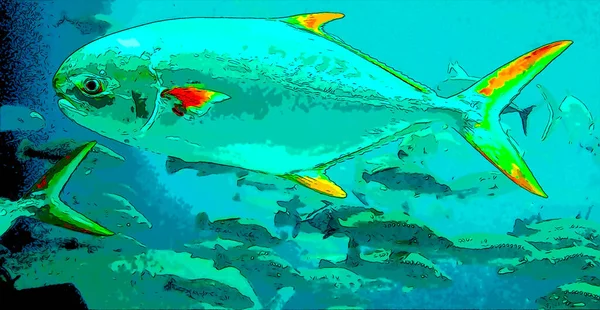 Fishes Sign Illustration Pop Art Background Icon Color Spots — Stock fotografie