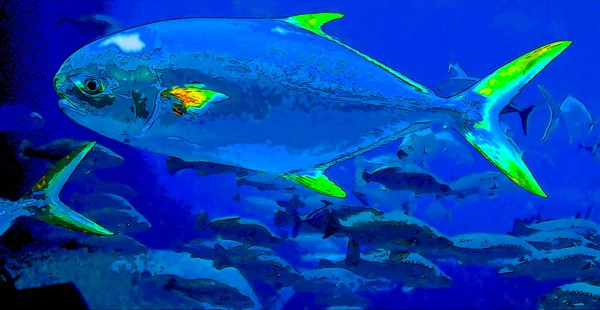 Fishes Sign Illustration Pop Art Background Icon Color Spots — Zdjęcie stockowe