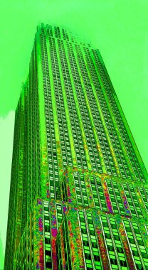 NEW YORK NY BİRLİK STATES 05: 14 2013: Chrysler binası renkli benekli pop-art arkaplan simgesi