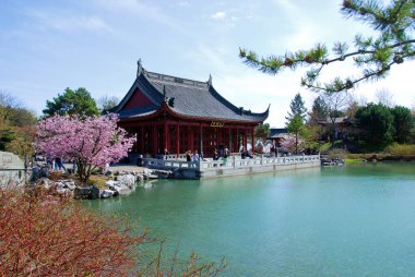 MONTREAL CANADA 04 07 2010: Chinese garden of Montreal botanical garden is considered to be one of the most important botanical gardens in the world due to the extent of its collections