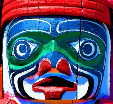 DUNCAN BC CANADA JUNE 22 2010: Totem pole in Duncan's tourism slogan is 