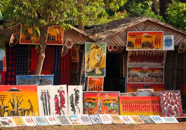 ARUSHA, TANZANIA - NOVEMBER 25: paintings at local market 