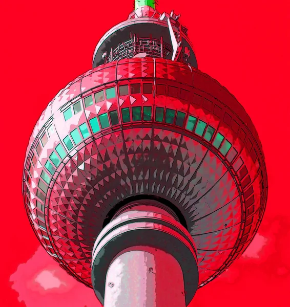 Berlin Niemcy 2010 Fernsehturm Wieża Telewizyjna Znajduje Się Alexanderplatz Wieża — Zdjęcie stockowe