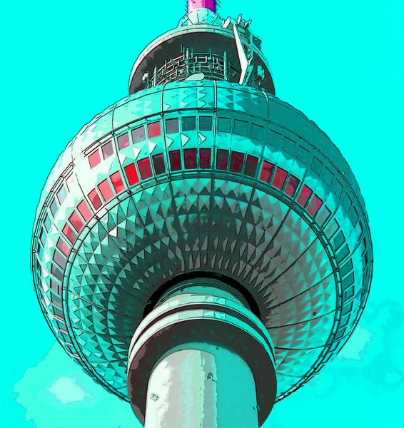 Berlin Germany 2010 Alexanderplatz Bulunan Fernsehturm Televizyon Kulesi Kule 1965 — Stok fotoğraf