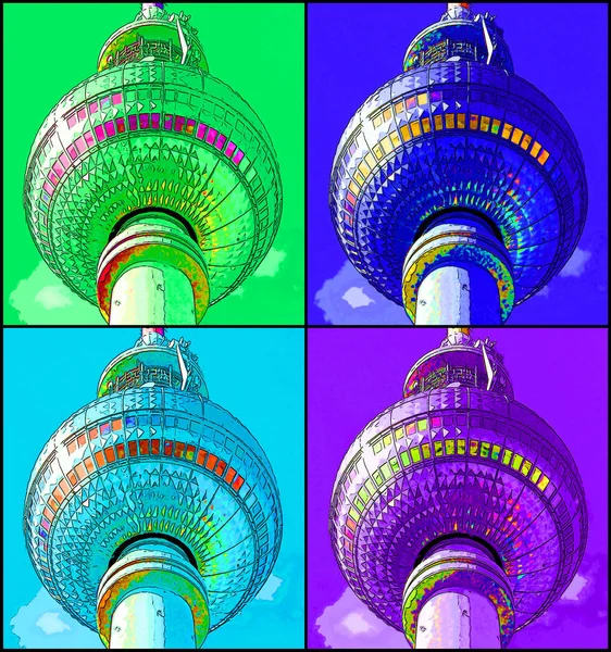 Berlin Γερμανια 2010 Fernsehturm Πύργος Τηλεόρασης Βρίσκεται Στο Alexanderplatz Πύργος — Φωτογραφία Αρχείου
