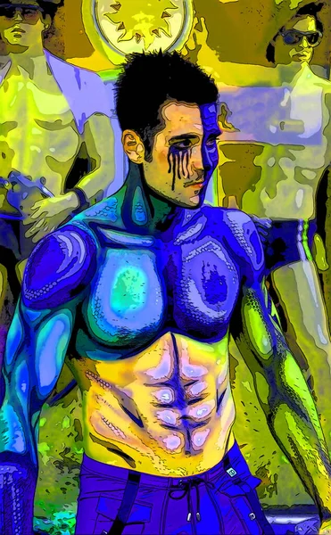 Montreal Quebec Canada August 2010 Men Participating Street Body Painting — Foto Stock