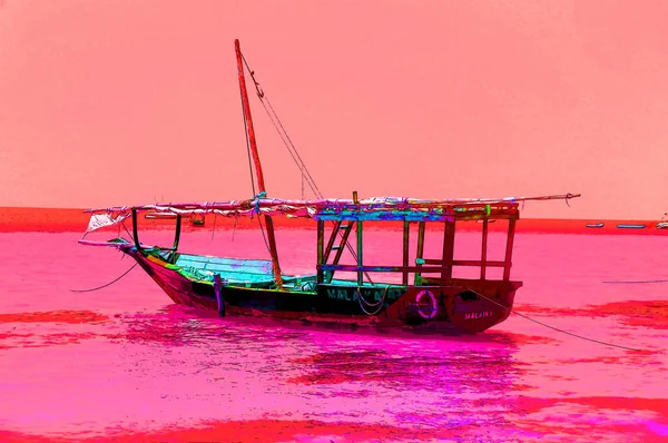 Zanzibar Tanzania 2011 Fisherman Boat Nungwi Village Zanzibar Island Tanzania — стоковое фото