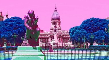 BUENOS AIRES ARGENTINA 11 25 2011: Congress of the Argentine Nation (Spanish: Congreso de la Nacion Argentina) is the legislative branch of the government of Argentina sign illustration