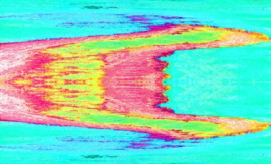 Parlak yüzey veya parlak cam üzerinde dalgalı parlak renkler desenli soyut arkaplan