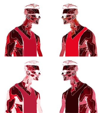 MONTREAL İbne Kanada 08: 16 2014: Genç eşcinsel adam. Pop Art retro tabela resimleme arkaplan simgesi renk benekleri